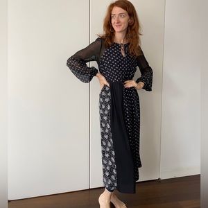 Club Monaco floral maxi long sleeved dress